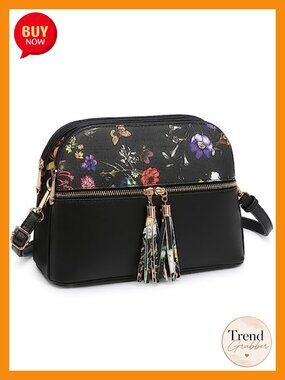 Vegan Leather Tassel Crossbody Bag with Multiple Pockets for Travel
